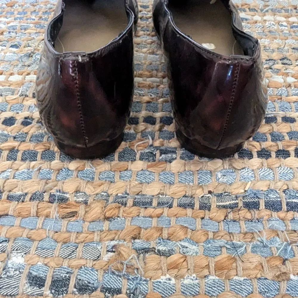 Liz Claiborne Desi Faux Patent Leather Marbled Loafer Shoes 6M Brown Red  Gloss
